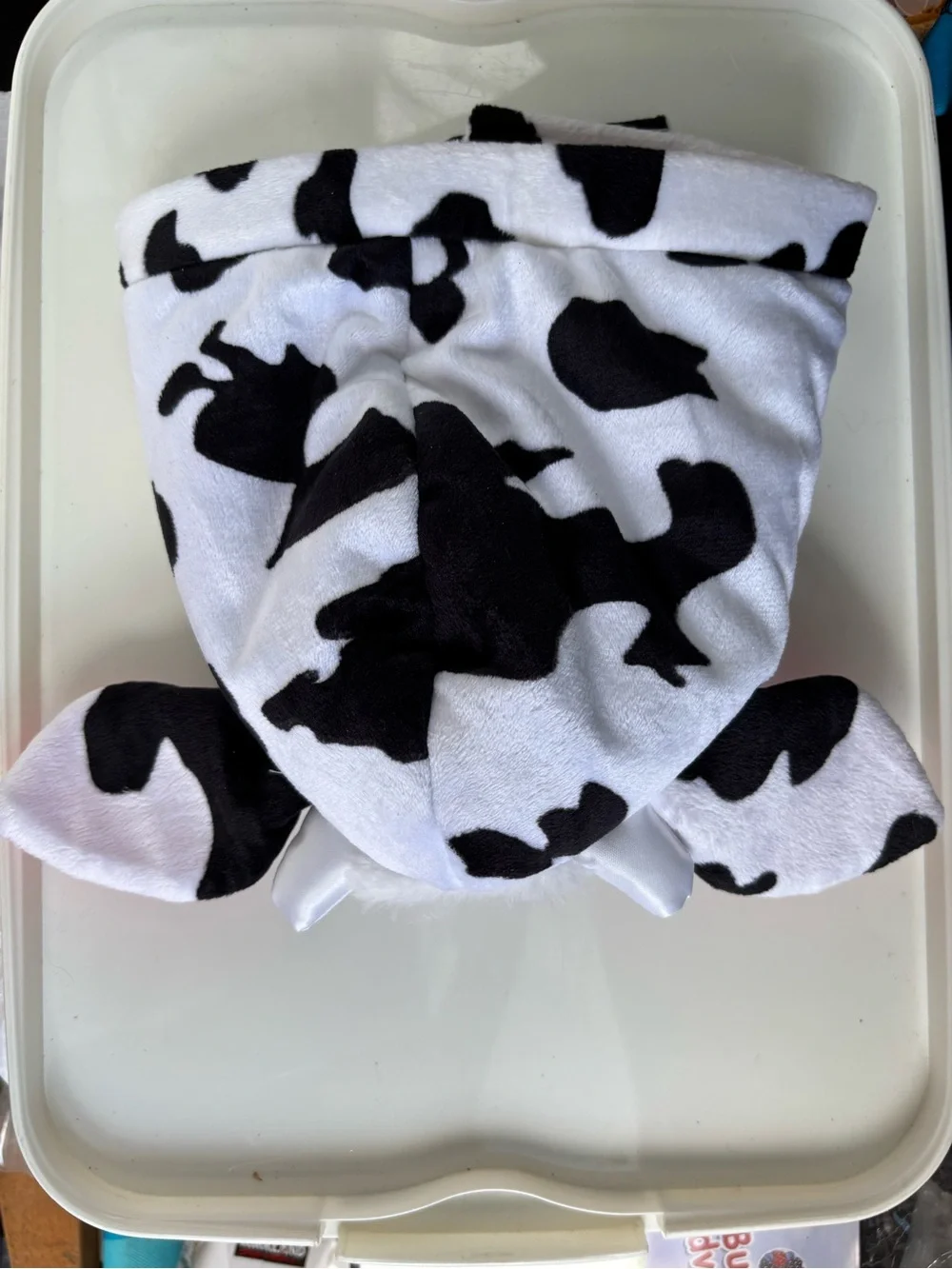 Pet Cow Print Plush Hood with Pink Lining